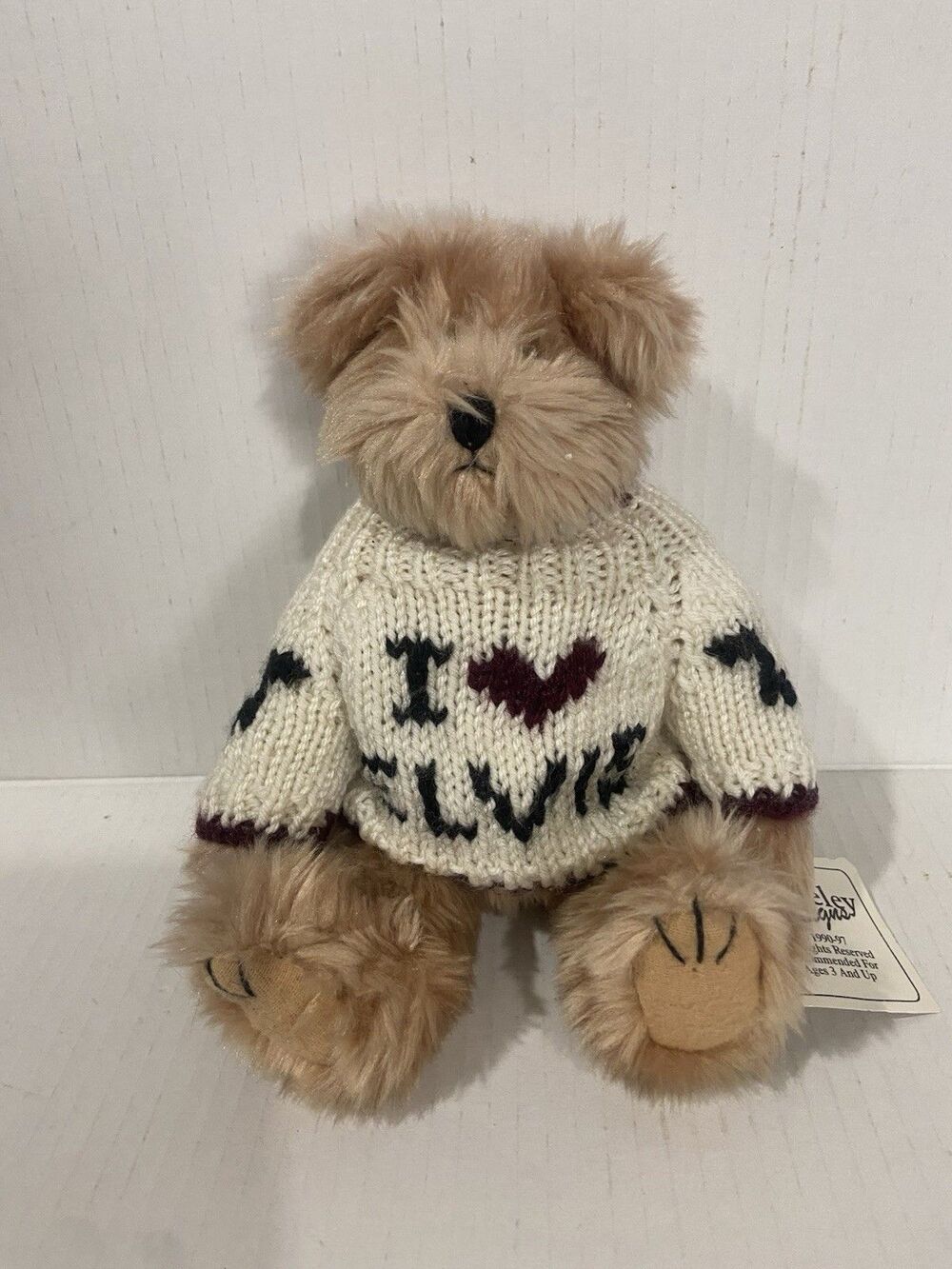 1996 Musical Stuffie Bear I LOVE ELVIS Wind-Up BE MY TEDDY BEAR Berkeley Design